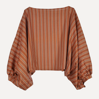 Blusa Listrada Oversized com Manga Morcego
