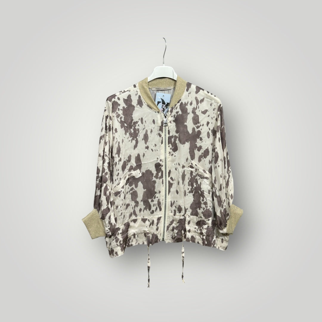 Casaco Curto Acetinado | Cow Print