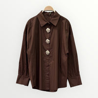 Camisa Algodão com Botões Dourados