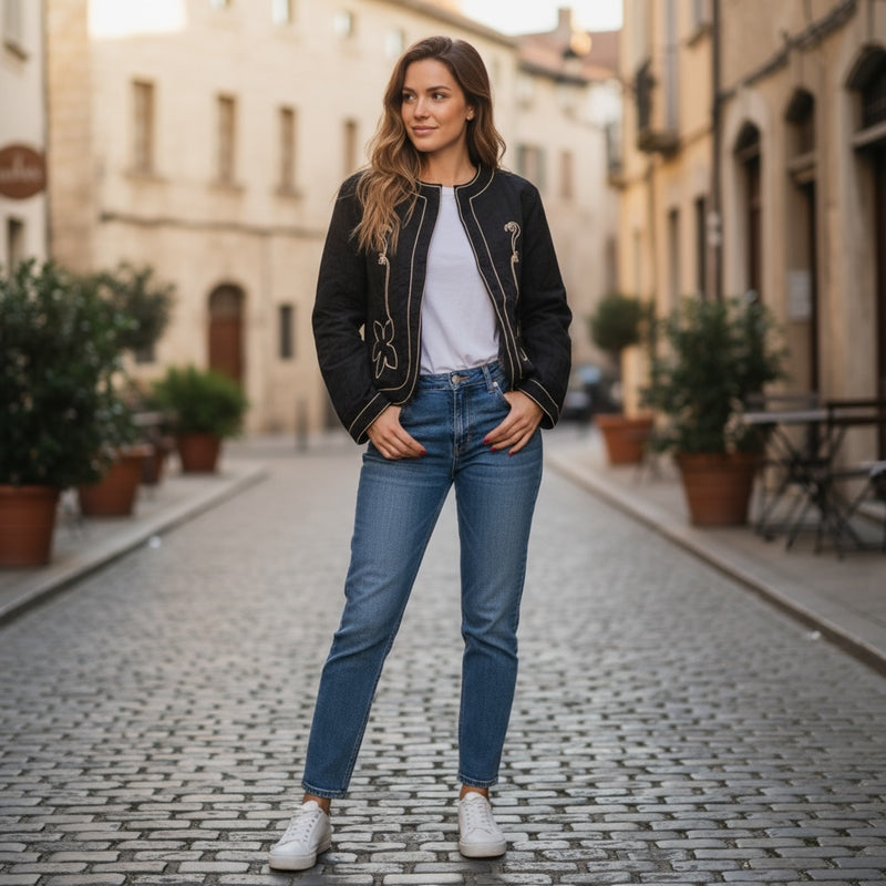 Casaco acolchoado e bordado | Lisa