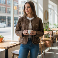 Long Colorful Coat with Black Stripe