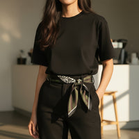 Lenço Quadrado Acetinado | Verde Animal Print