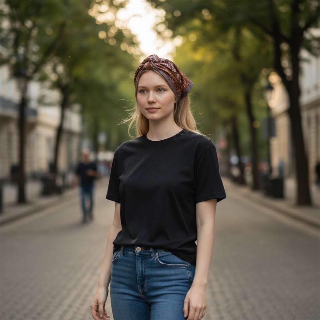 Lenço Quadrado Acetinado | Castanho