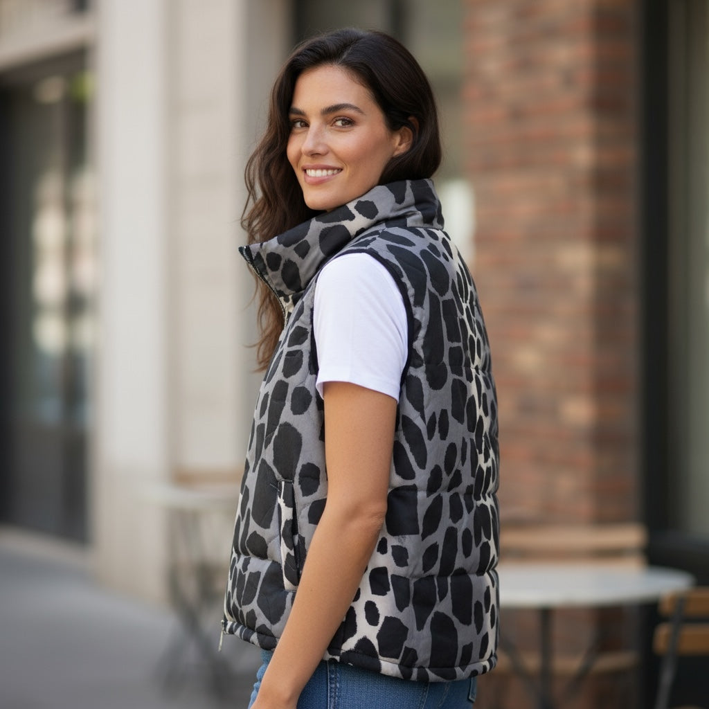 Colete Animal Print - Preto