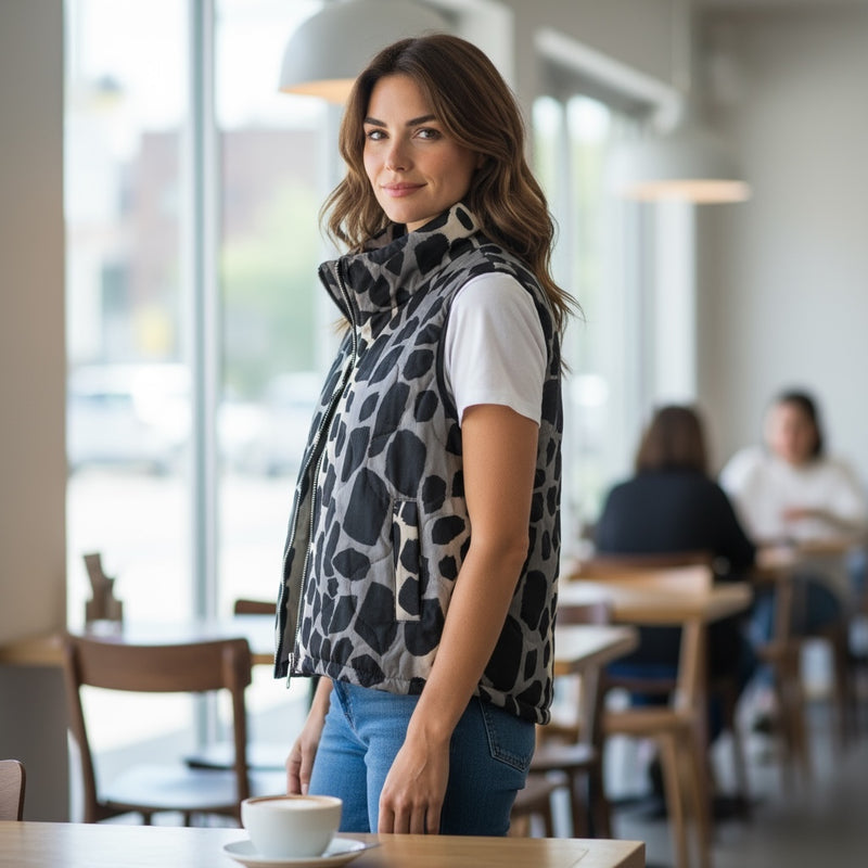 Colete Animal Print - Preto