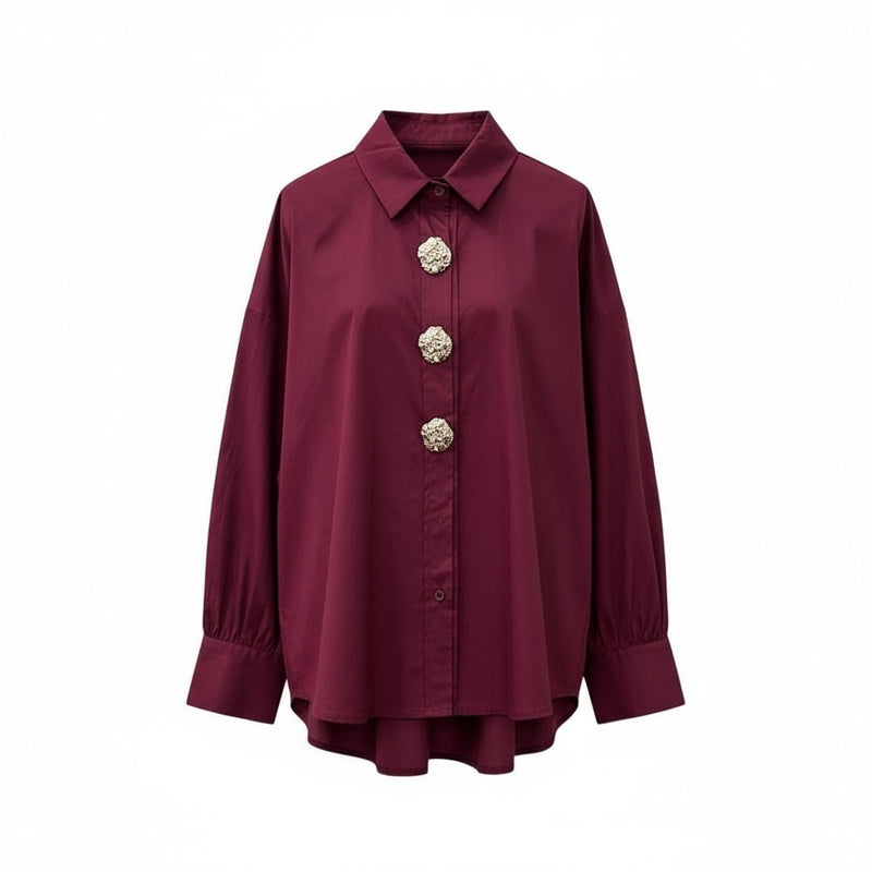 Camisa Algodão com Botões Dourados