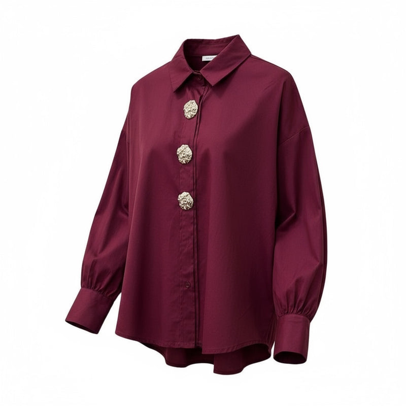 Camisa Algodão com Botões Dourados