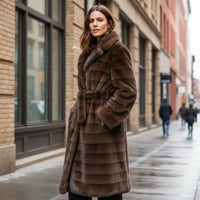 Casaco comprido de Pêlo Castanho | Ingrid