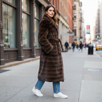 Casaco comprido de Pêlo Castanho | Ingrid