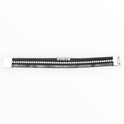 Stainless Steel and Rhinestone Leaf Bracelet