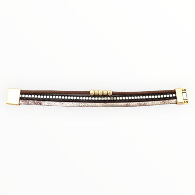 Stainless Steel and Rhinestone Leaf Bracelet