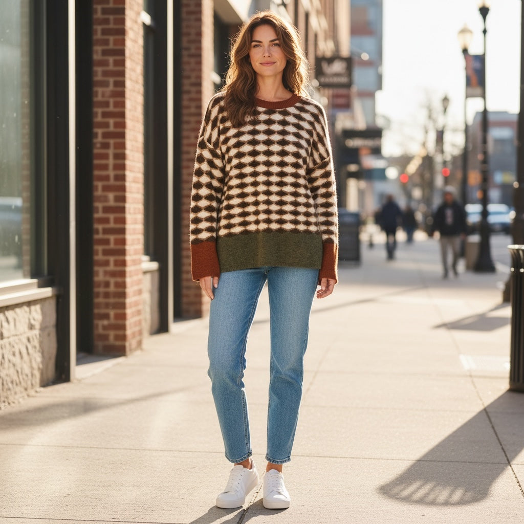 STARS CAMEL KNITTED SWEATSHIRT | NALA