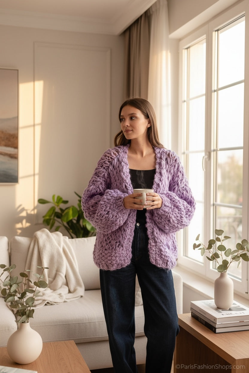 Casaco de Malha HandMade (Lilás) | Sarai