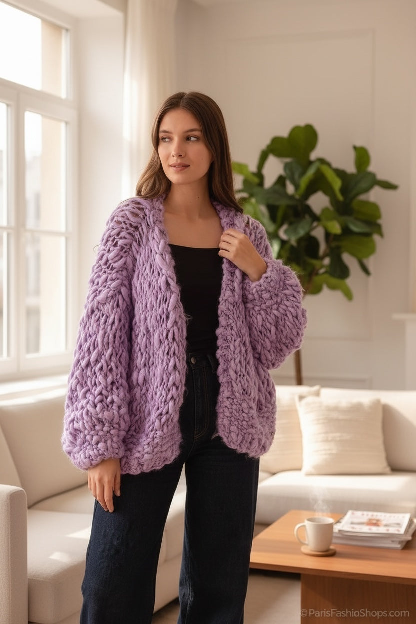 Casaco de Malha HandMade (Lilás) | Sarai