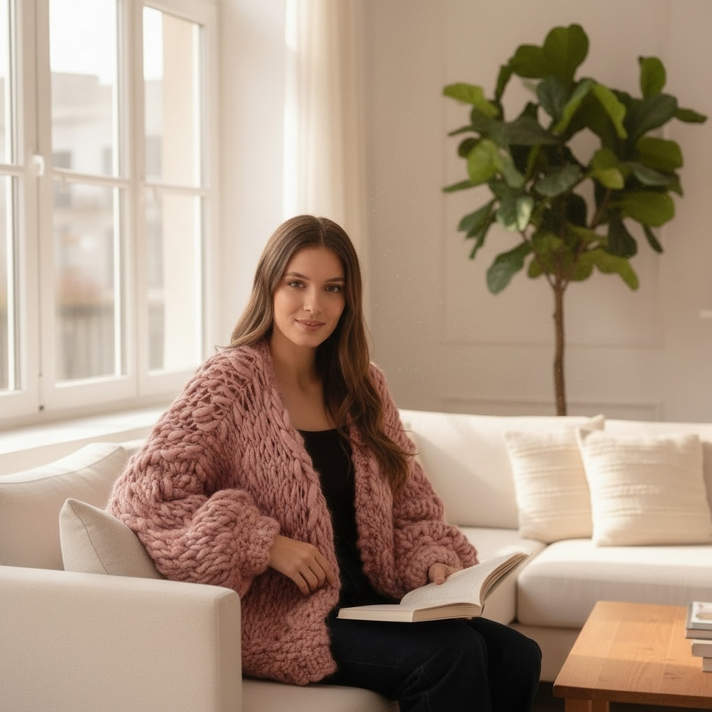 Casaco de Malha HandMade (Rosa) | Sarai