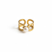 Anel Largo Pérola Aço Inoxidável