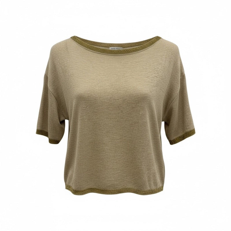 Blusa Malha Fina com Detalhes Lurex Dourado - GRINE