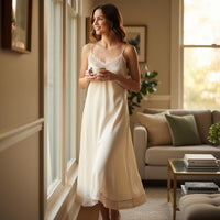 Vestido Comprido em Renda Tipo Crochet - Alças Ajustáveis