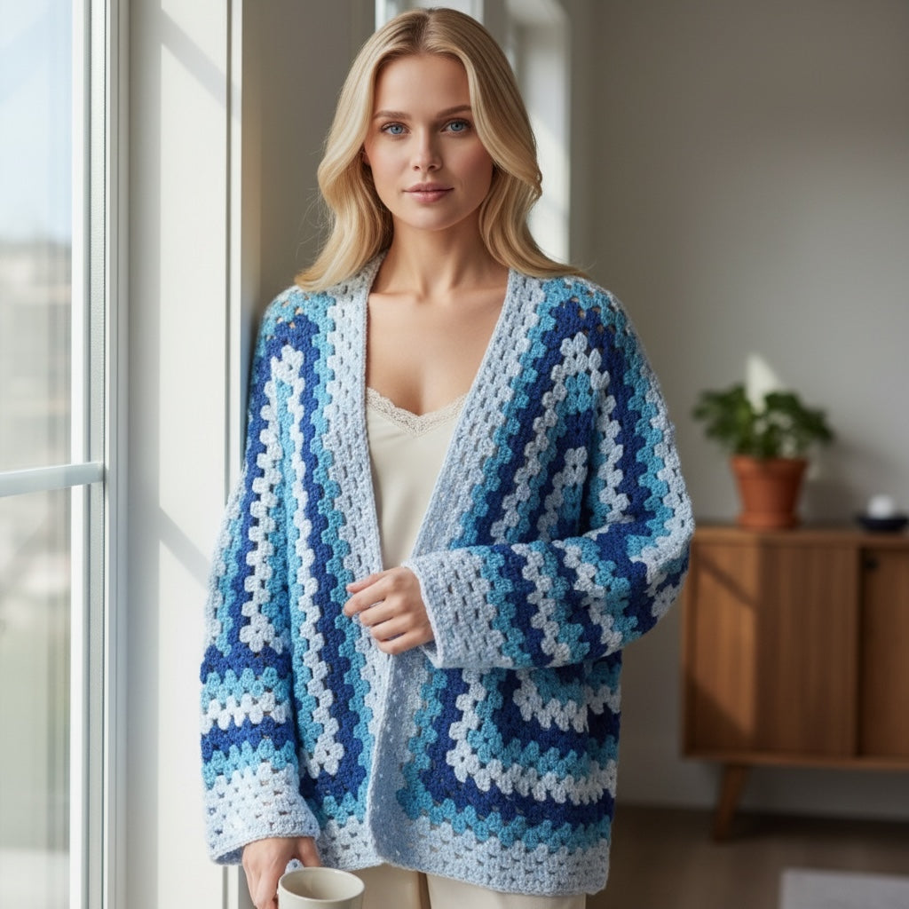 Casaco Croche Azul | Eloá