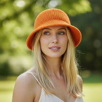 Chapéu de Croché Laranja Artesanal | Feito à Mão