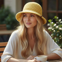 Chapéu de Croché Amarelo Artesanal | Feito à Mão