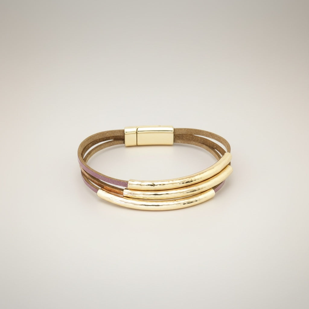 Stainless Steel and Rhinestone Leaf Bracelet