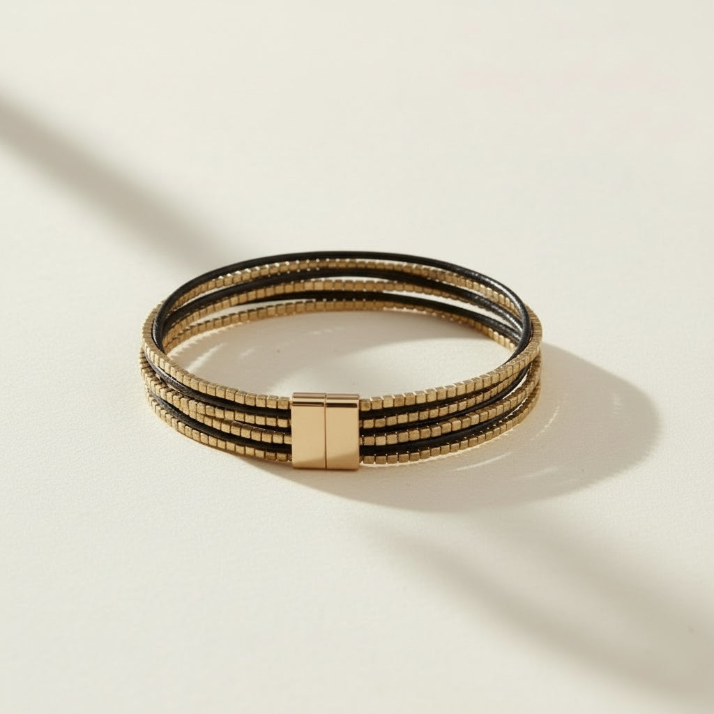 Stainless Steel and Rhinestone Leaf Bracelet