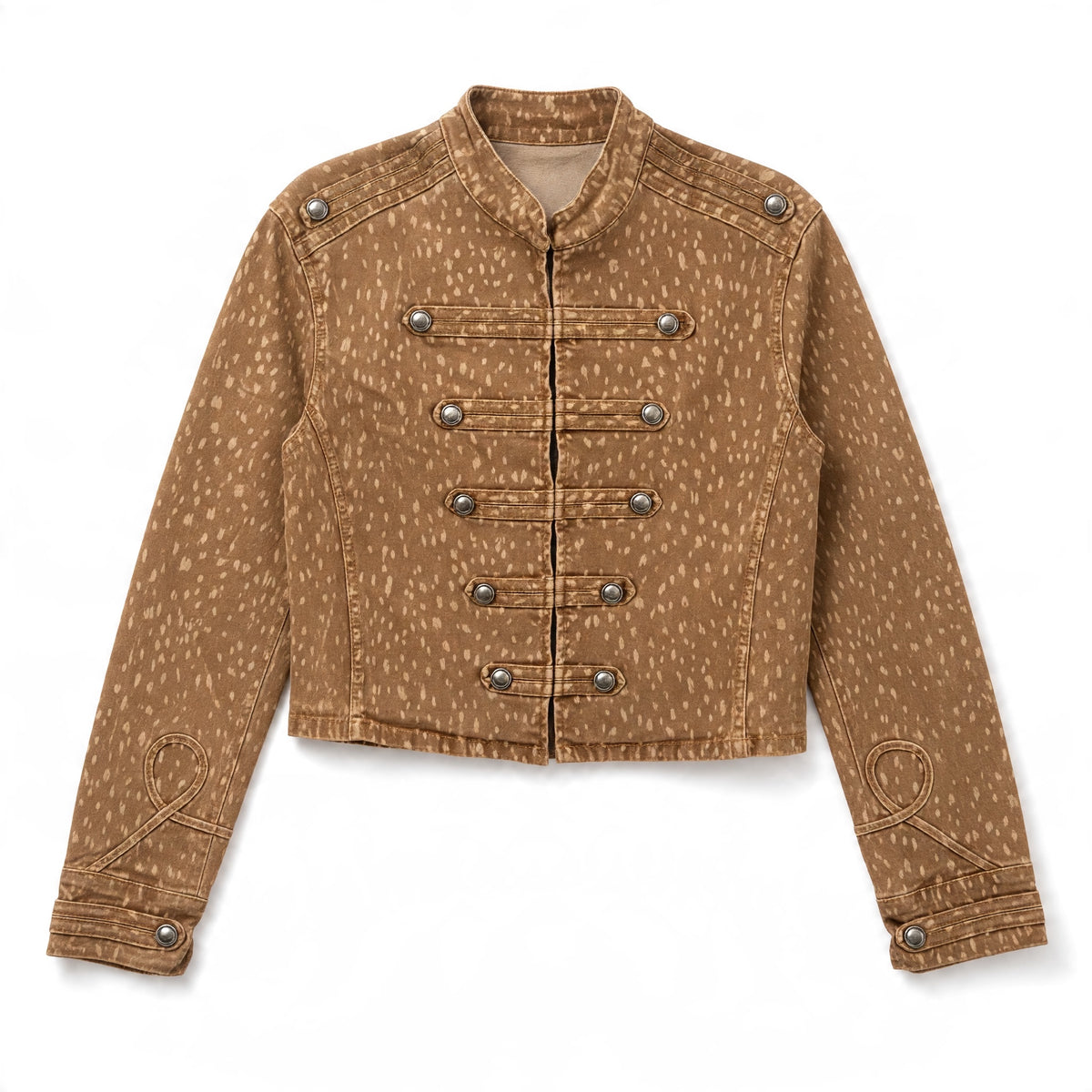 Casaco Curto de Estilo Militar Estampado Bambi – Camel