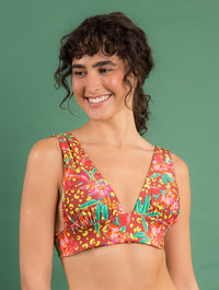 Top Biquíni Tropics Halter Marina Castanho frente - Rio de Sol | GRINE
