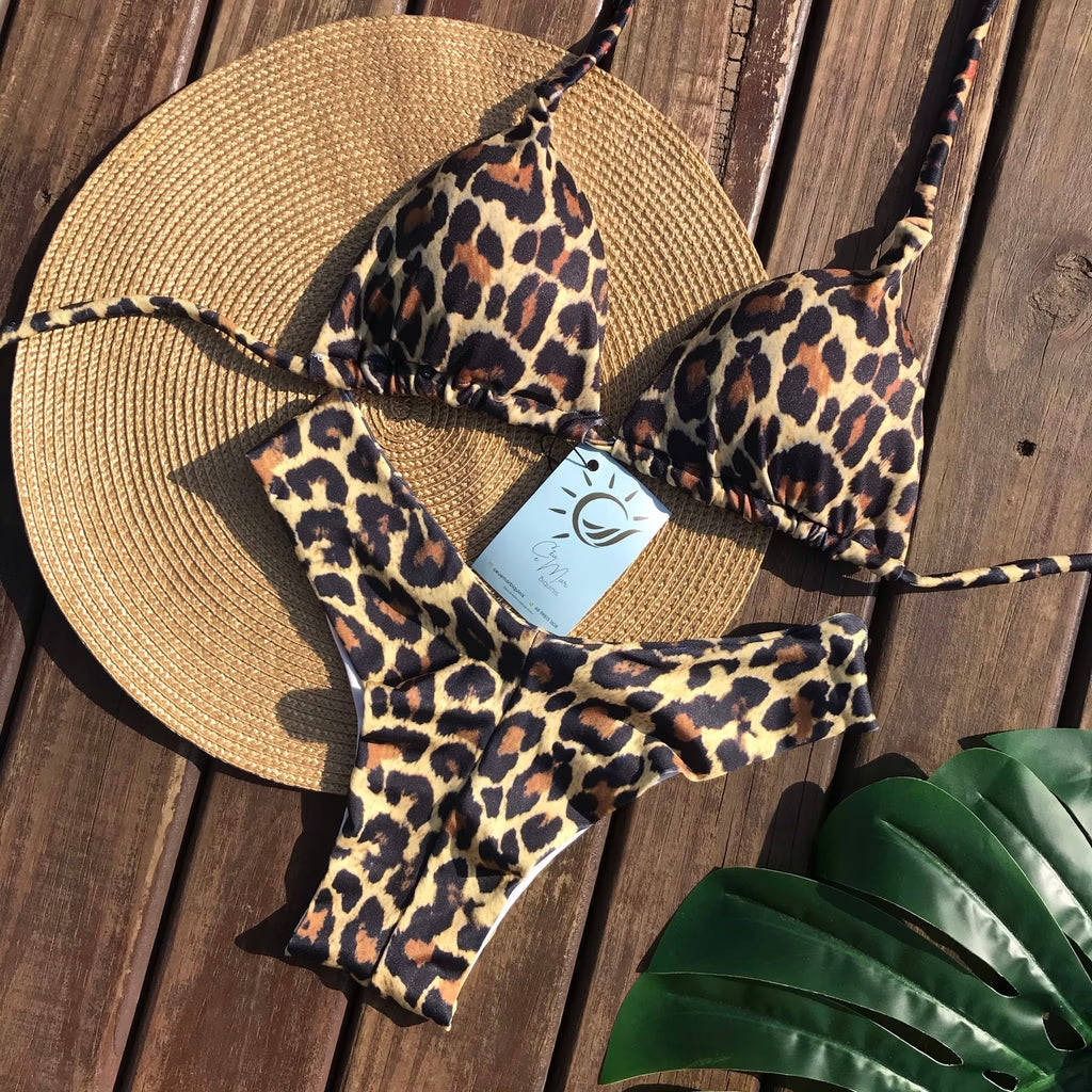 Biquíni Leo Animal Print | Cortininha & Asa Delta | GRINE BEACHWEAR