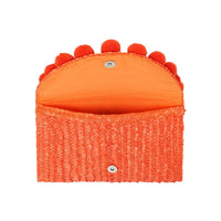 Clutch de palha com pompons - Grine Store | Bijuterias
