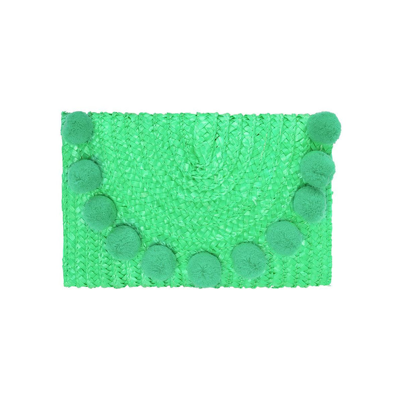 Clutch de palha com pompons - Grine Store | Bijuterias