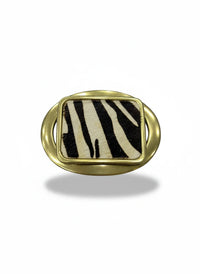 Cinto de Couro Preto com Fivela Pêlo Zebra