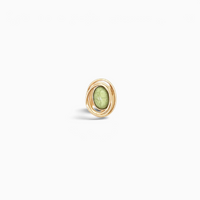Anel ajustável GRINE estilo gótico em liga de zinco dourada com pedra de resina verde oval e design elástico