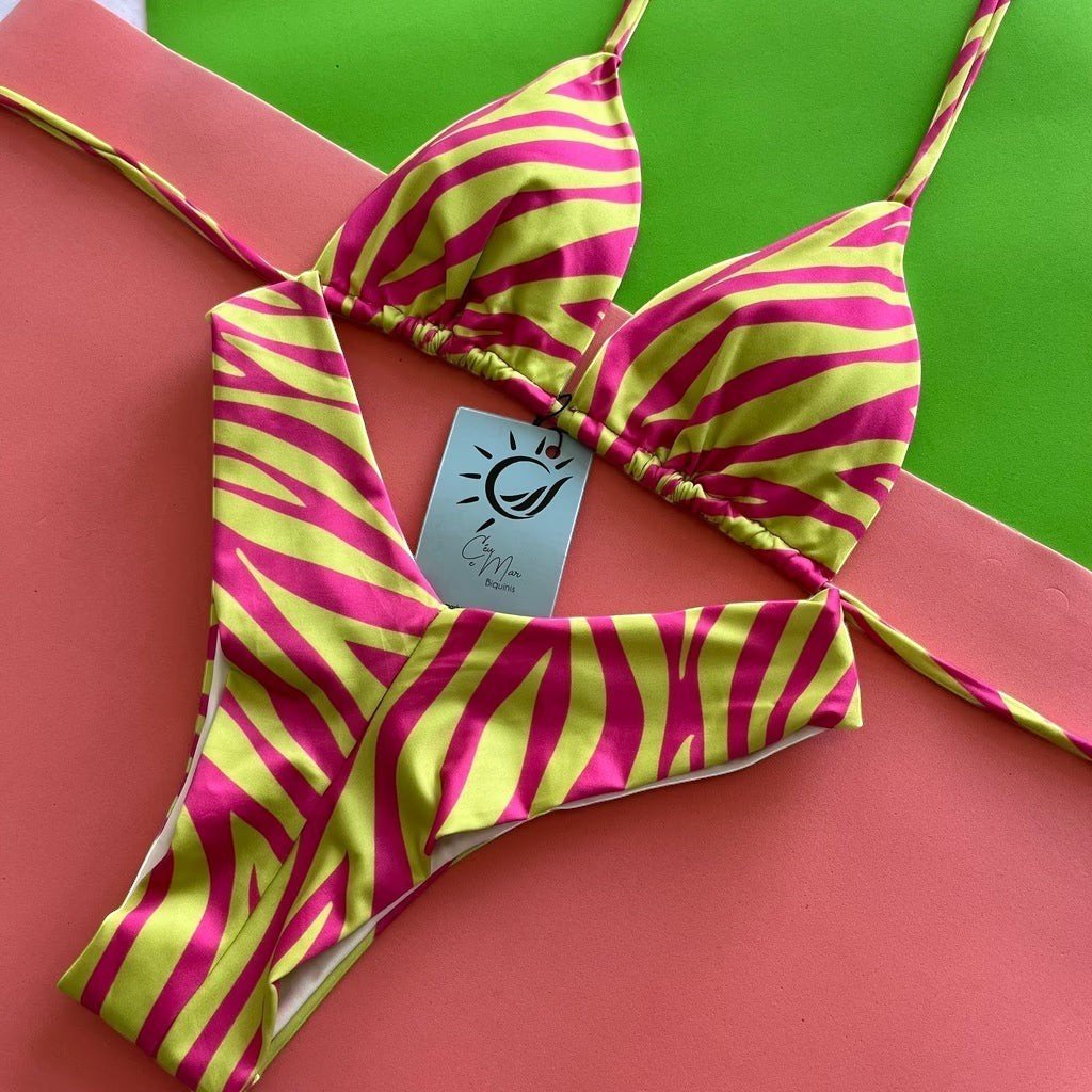 Biquíni Zebra Rosa | Cortininha & Asa Delta | GRINE BEACHWEAR - GRINE