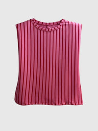 Blusa GRINE de algodão às riscas cor-de-rosa com enchumaços nos ombros e detalhe de coração aberto nas costas