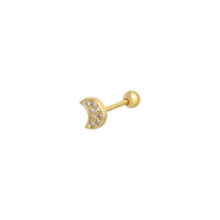 Brinco GRINE Moonlit dourado em aço inoxidável com formato de lua crescente cravejado de zircónias