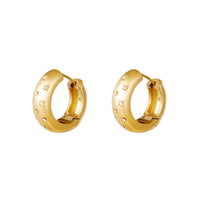 Brincos argola GRINE Diamond Flowers em aço inoxidável dourado com detalhes de flores em zircónias brilhantes