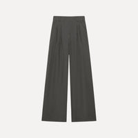 Calças pantalona cinzentas GRINE de corte largo e fluido em tecido de poliéster e elastano com pregas frontais.