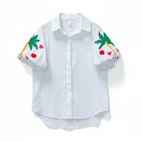 Camisa Tropical Resort Puff | Branca - GRINE