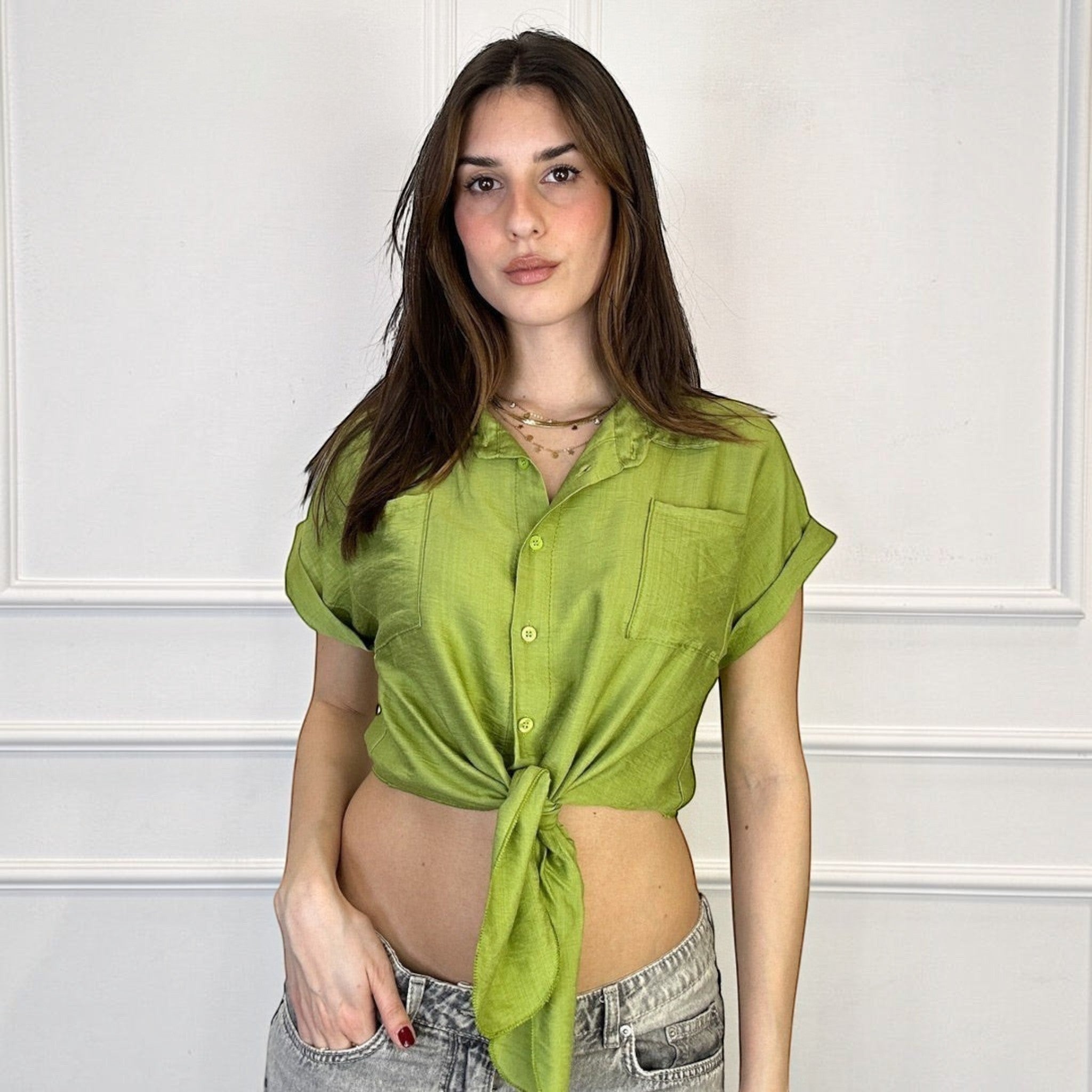 Camisa de Manga Curta com Nó - GRINE