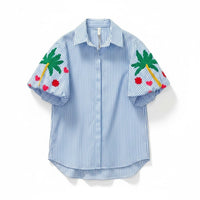 Camisa Tropical Resort Puff | Riscas Azuis - GRINE