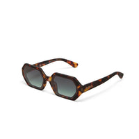 Óculos de sol GRINE OKKIA ANDREA com armação hexagonal padrão Havana clássico e lentes verdes em degradé soft touch