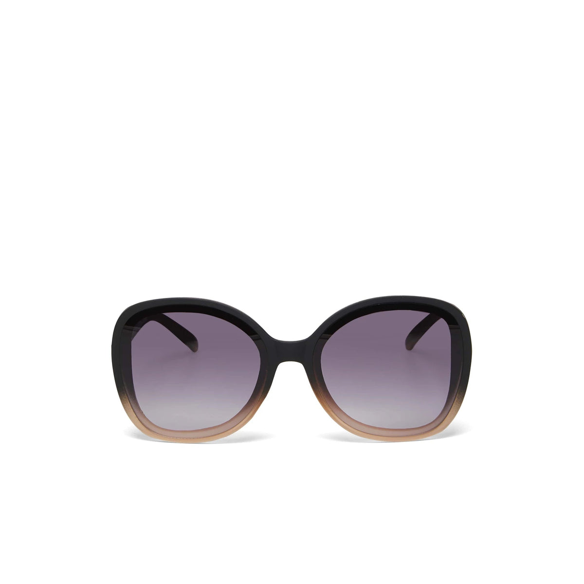 Óculos de sol GRINE OKKIA ANNA com armação preta e rosa em acetato e lentes degradê polarizadas com proteção UV400.