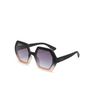 Óculos de sol GRINE OKKIA EMMA com armação geométrica preta e rosa degradê e lentes escuras com proteção UV400