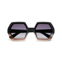 Óculos de sol GRINE OKKIA EMMA com armação geométrica preta e rosa em acetato e lentes escuras com proteção UV400
