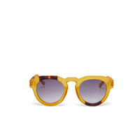 Óculos de sol GRINE OKKIA ZENO com armação em acetato Yellow Havana e lentes pretas polarizadas.