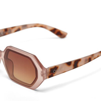 Óculos de sol GRINE OKKIA Andrea com armação em acetato Pink Havana e lentes castanhas degradé polarizadas