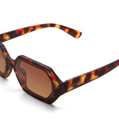 Óculos de sol GRINE OKKIA ANDREA com armação em acetato padrão tartaruga e lentes castanhas degradé polarizadas