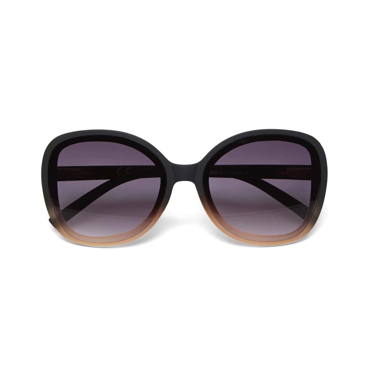 Óculos de sol GRINE OKKIA ANNA com armação preta e rosa em acetato e lentes polarizadas pretas com proteção UV400